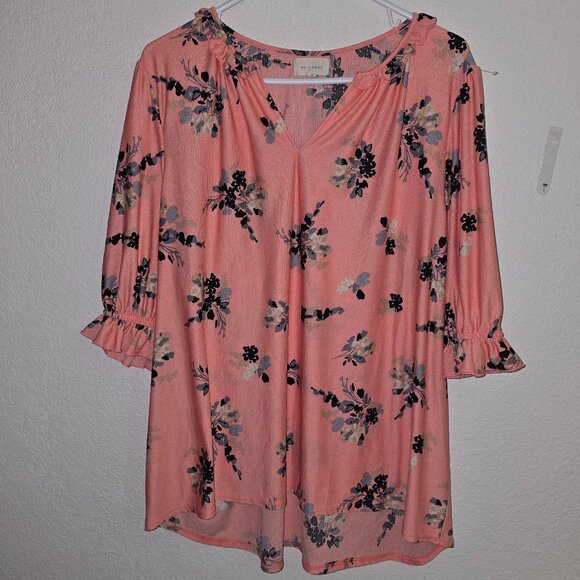 Melloday 2x V-Neck ruffles Short Sleeve Shirt - Picture 1 of 4